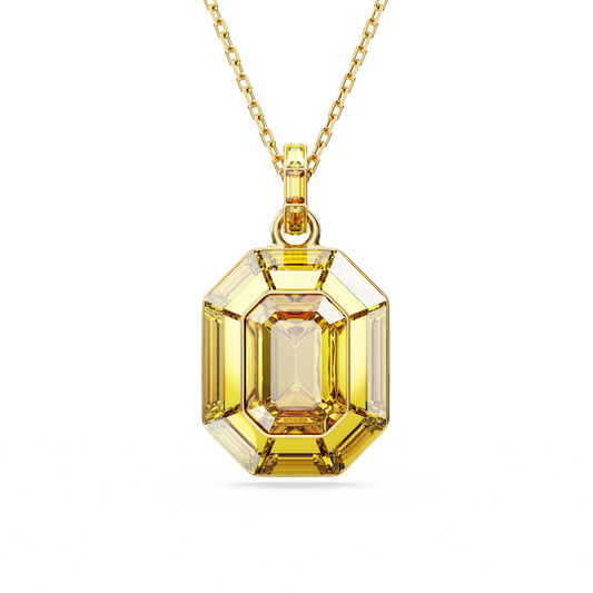 Swarovski Lucent pendant, Octagon shape, Yellow, Gold-tone plated