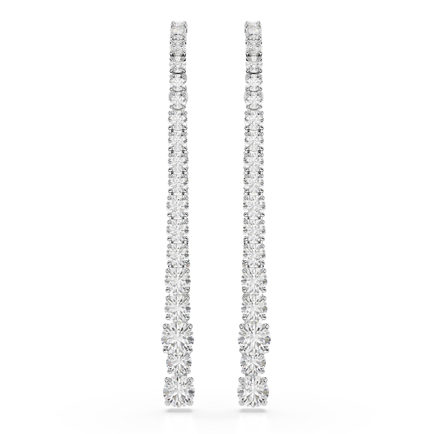Swarovski Matrix drop earrings, Gradient of round cuts, White, Rhodium plated
