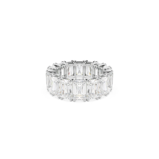 Swarovski Matrix Vittore ring, Baguette cut, White, Rhodium plated