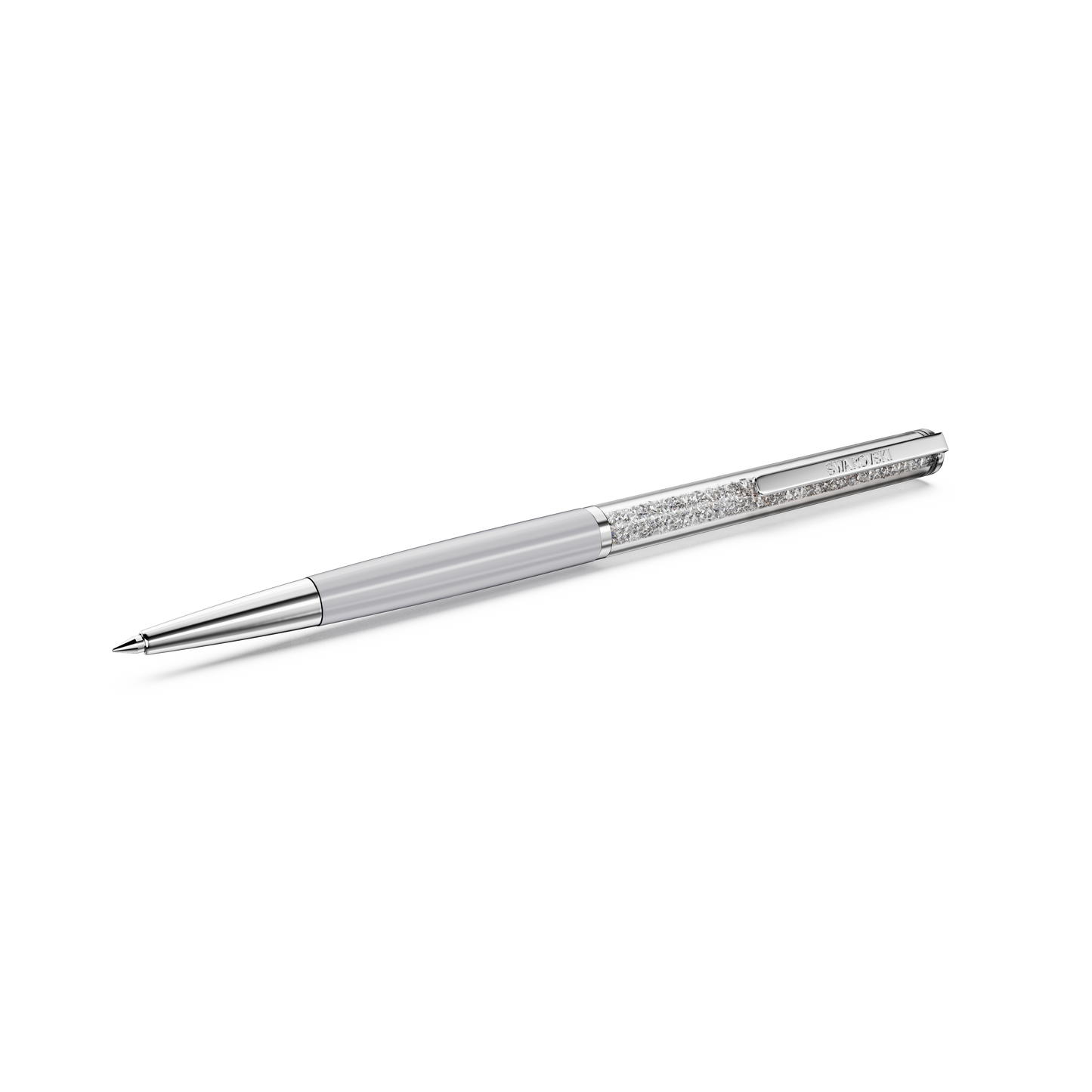 Swarovski Crystalline Silk ballpoint pen, White, White lacquered, Chrome Plated