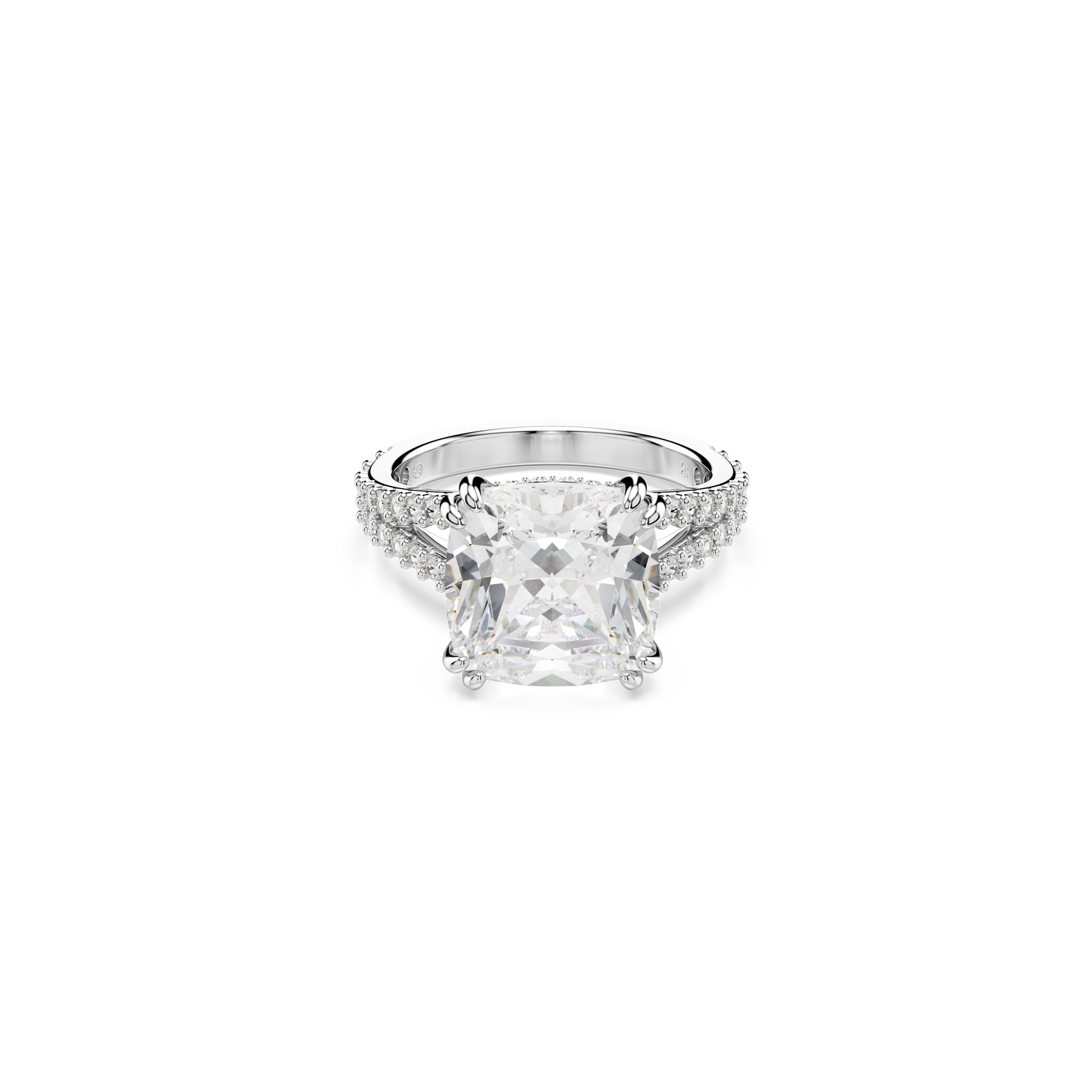 Swarovski Stilla ring, Square cut, White, Silver-tone finish