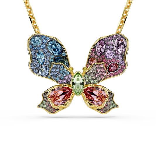 Swarovski Idyllia pendant and brooch, Mixed cuts, Pavé, Butterfly, Multicolored, Mixed metal finish