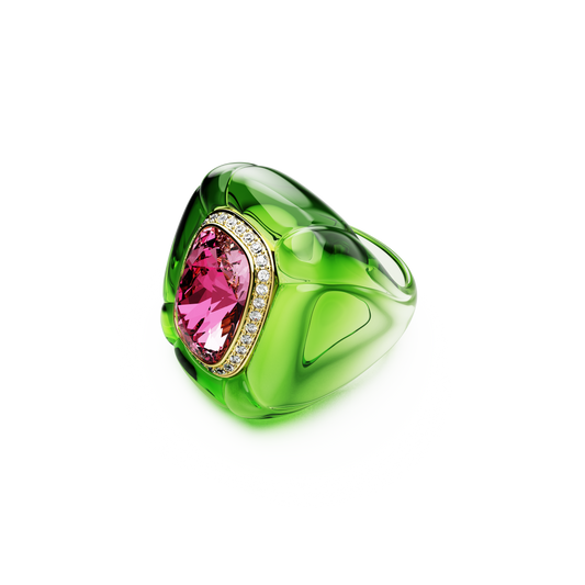 Swarovski Dulcis cocktail ring, Cushion cut, Pavé, Multicolored