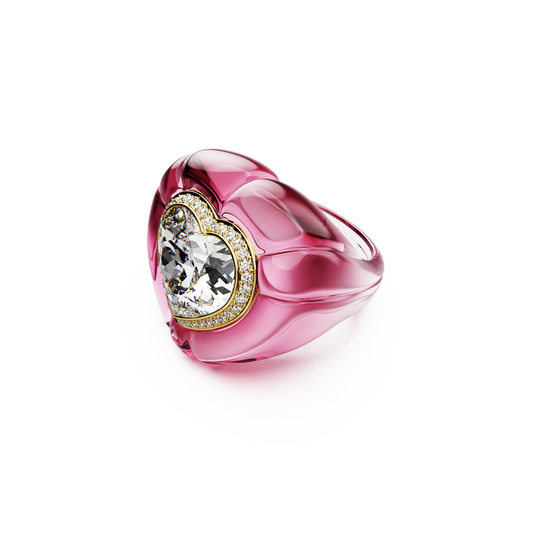 Swarovski Dulcis cocktail ring, Heart cut, Pavé, Heart, Pink