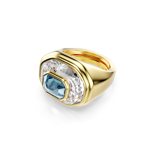 Swarovski Chroma cocktail ring, Octagon cut, Blue, Gold-tone plated