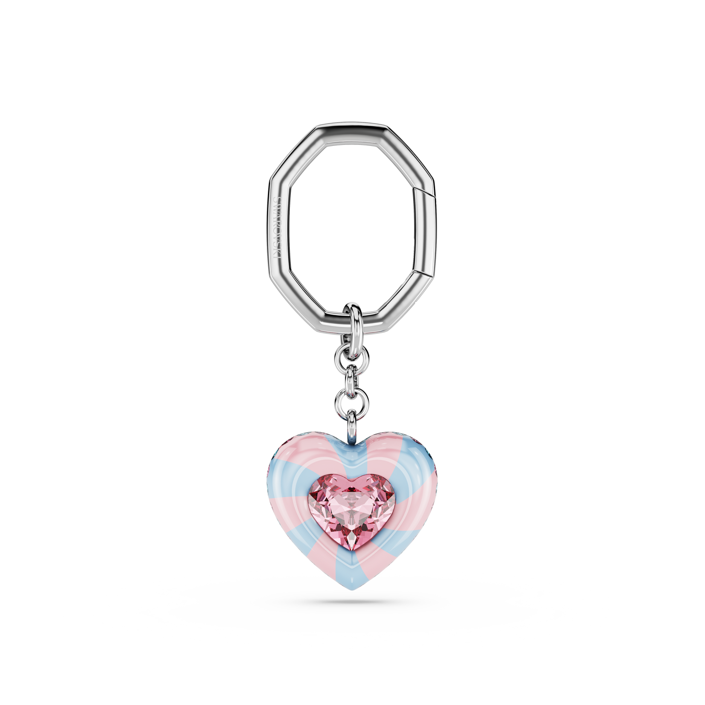 Swarovski Dulcis key ring, Heart cut, Heart, Multicolored, Rhodium plated