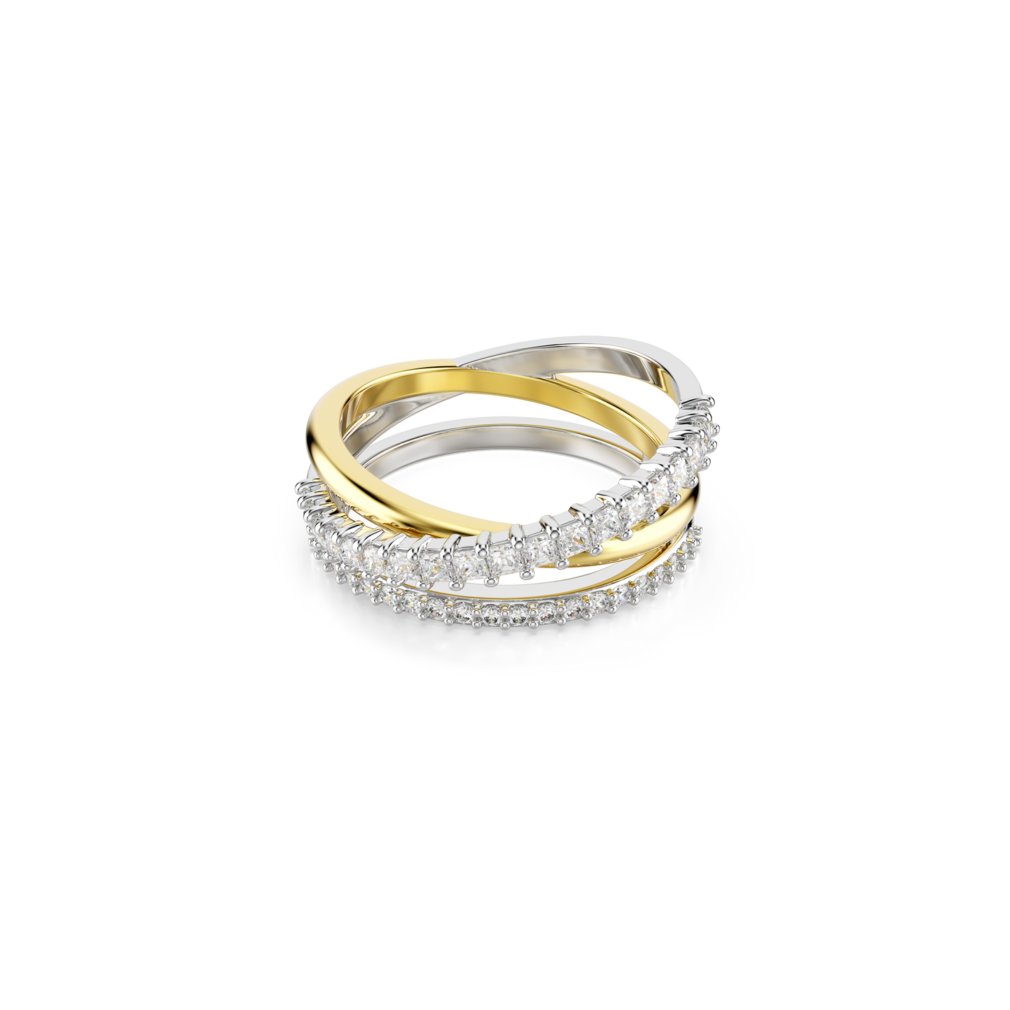 Swarovski Hyperbola ring, Mixed cuts, White, Mixed metal finish