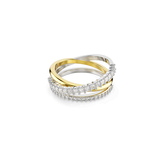 Hyperbola ring, Mixed cuts, White, Mixed metal finish
