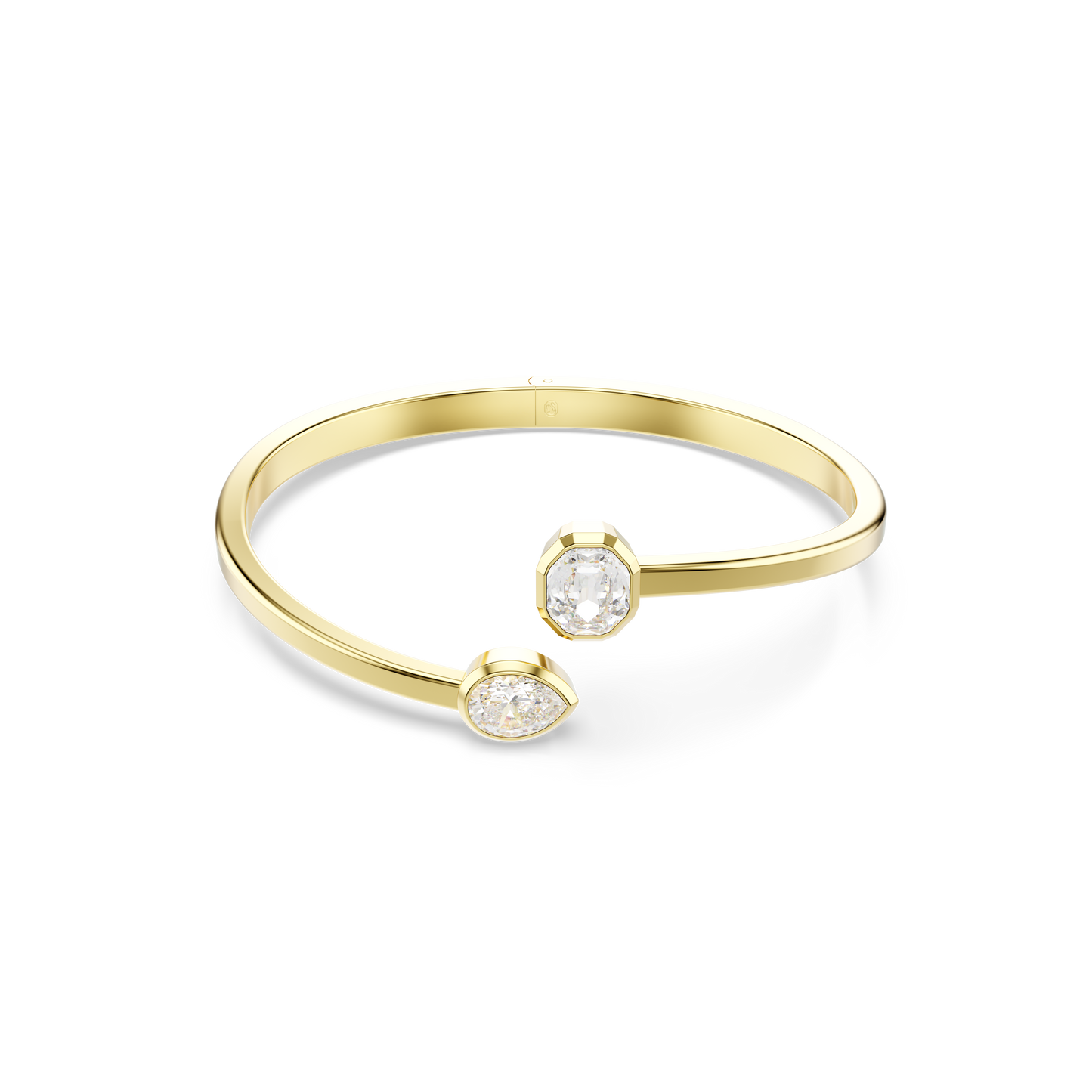 Swarovski Imber bangle, Mixed cuts, White, Gold-tone plated