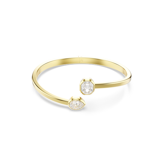 Swarovski Imber bangle, Mixed cuts, White, Gold-tone plated