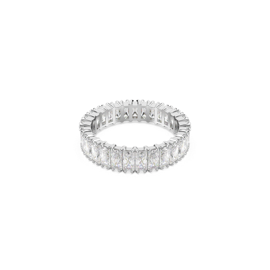 Swarovski Matrix ring, Baguette cut, White, Silver-tone finish