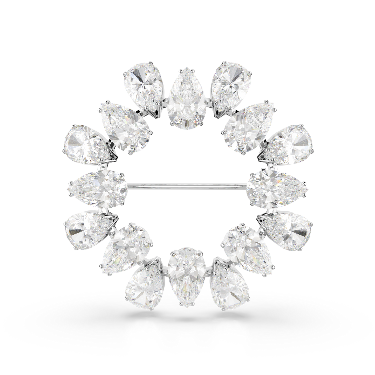 Swarovski Matrix brooch, Pear cut, White, Rhodium plated