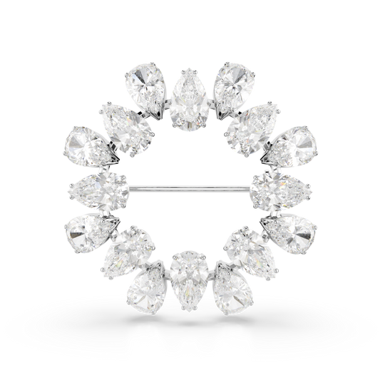 Swarovski Matrix brooch, Pear cut, White, Rhodium plated