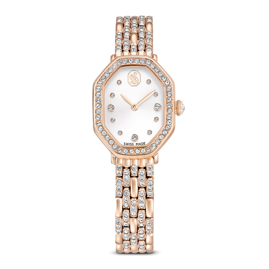 Dextera octagon watch, Swiss Made, Metal bracelet, Gold tone, Rose gold-tone finish