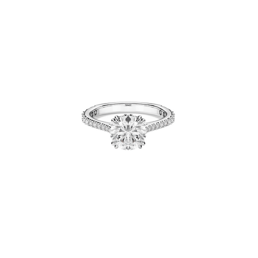 Stilla cocktail ring, Round cut, Pavé, White, Silver-tone finish