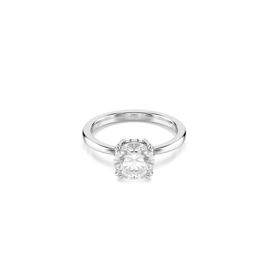 Stilla cocktail ring, Round cut, White, Silver-tone finish