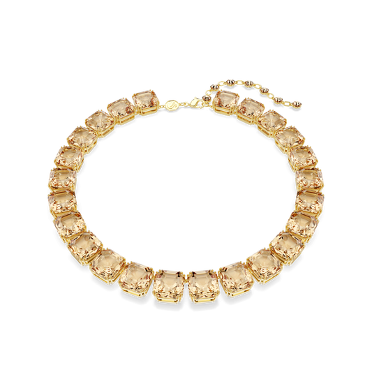 Millenia necklace, Octagon cut, Caramel, 18K gold finish