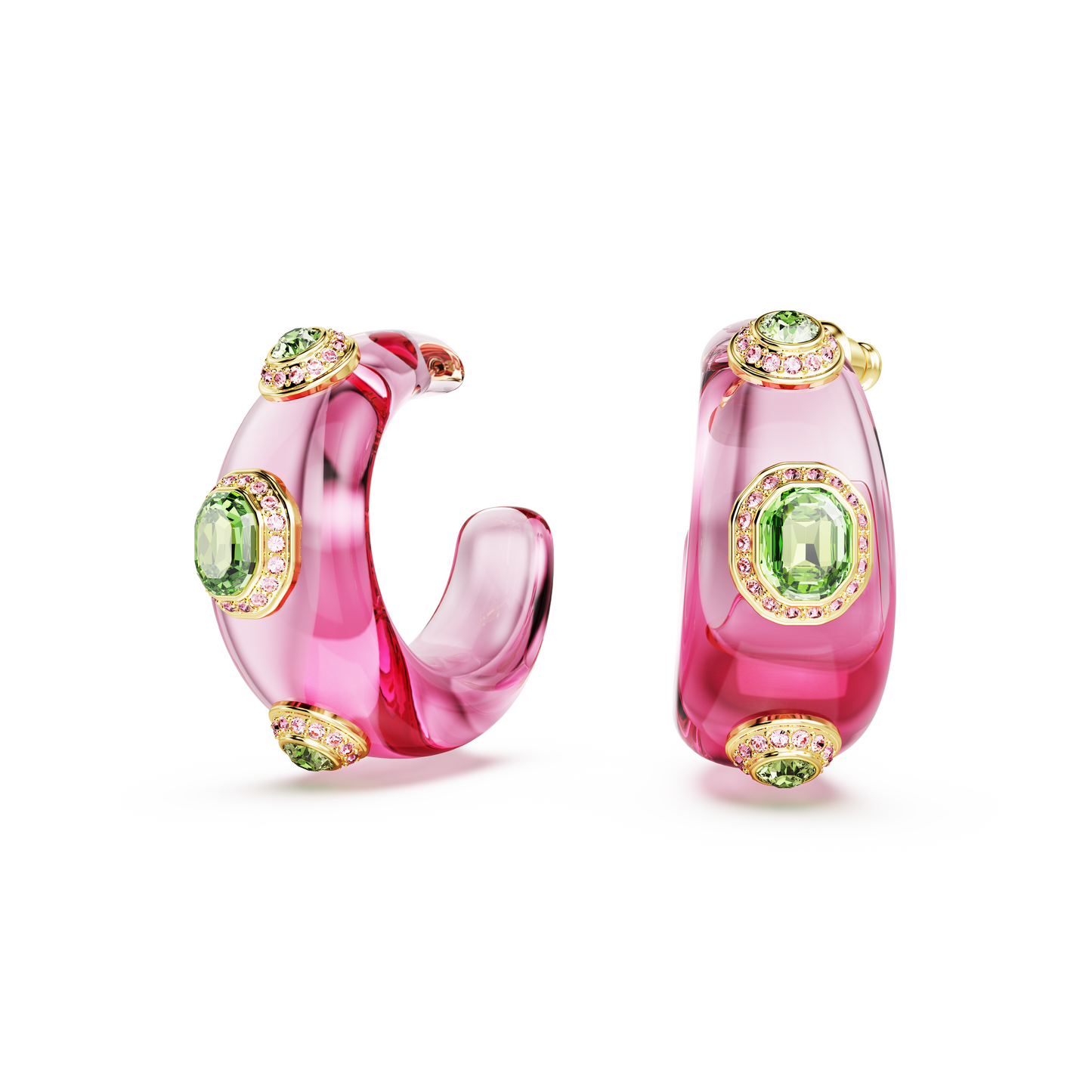 Swarovski Dulcis hoop earrings, Mixed cuts, Multicolored, Gold-tone plated