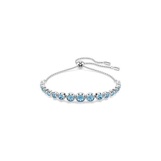 Swarovski Imber Tennis bracelet, Mixed round cuts, Blue, Rhodium plated