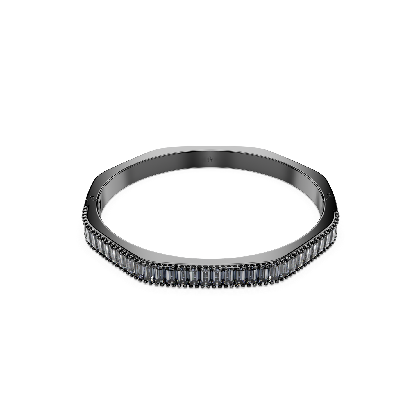Swarovski Matrix bangle, Baguette cut, Octagon shape, Blue, Ruthenium plated