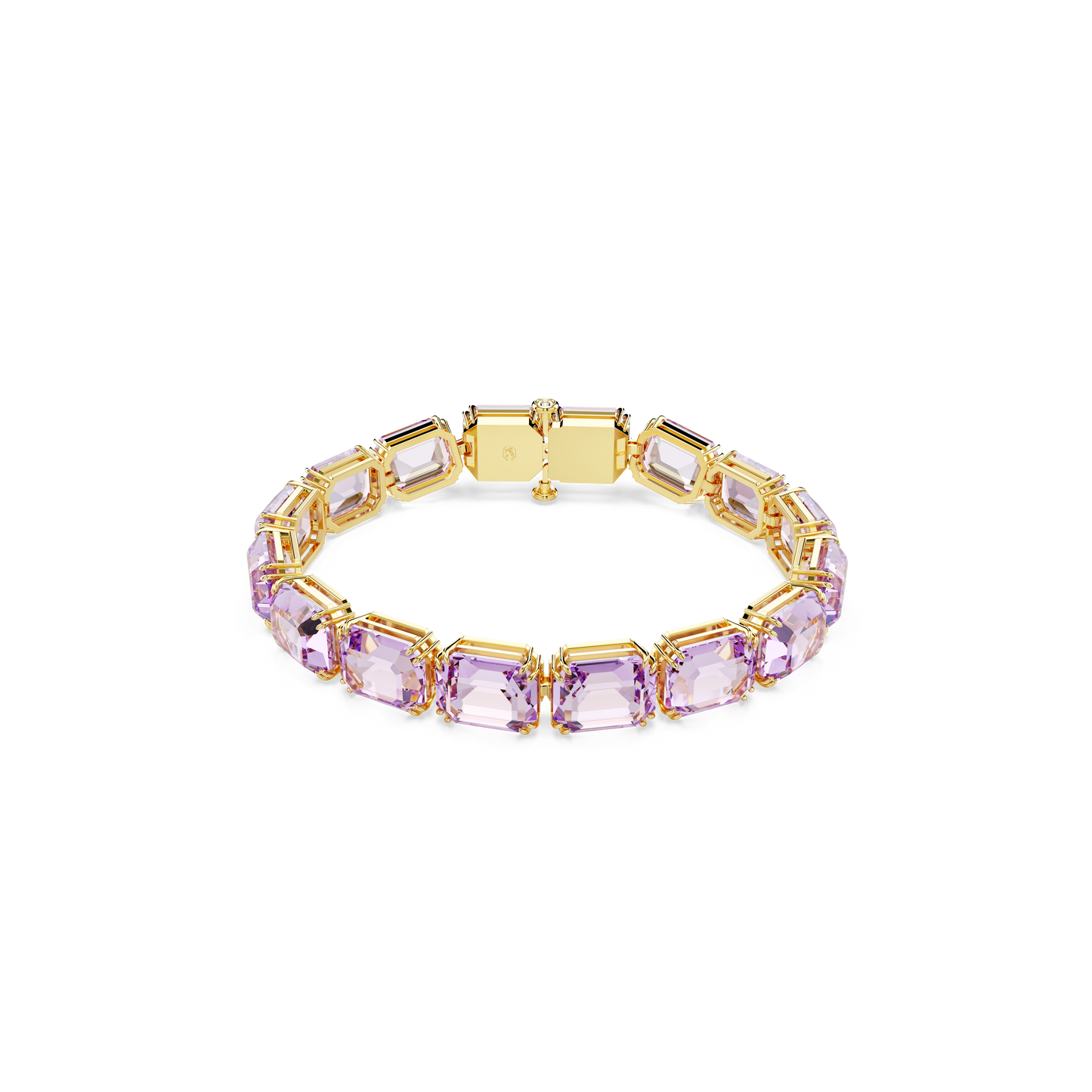 Swarovski Millenia Tennis bracelet, Octagon cut, Purple, Gold-tone plated