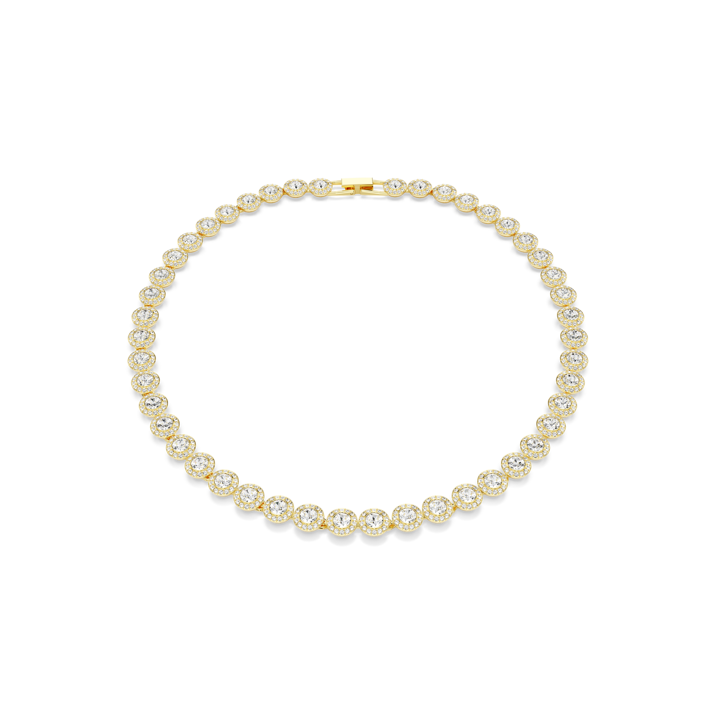 Swarovski Una Angelic Tennis necklace, Round cut, White, Gold-tone plated