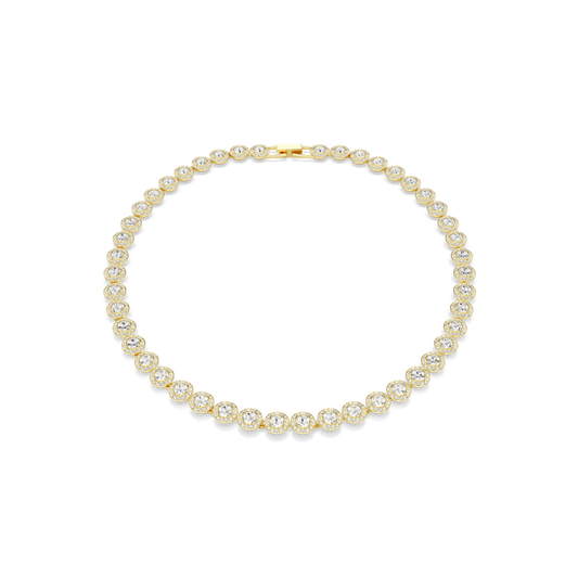 Swarovski Una Angelic Tennis necklace, Round cut, White, Gold-tone plated