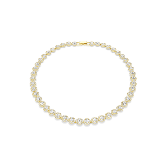 Una Angelic necklace, Round cut, White, 18K gold finish