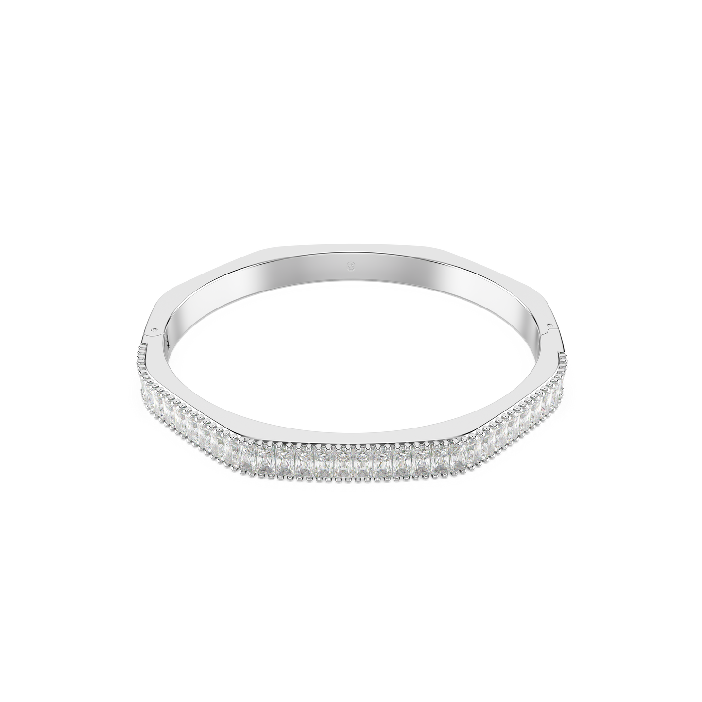 Swarovski Matrix bangle, Baguette cut, Octagon shape, White, Rhodium plated