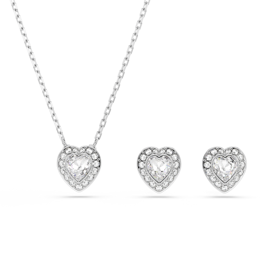 Swarovski Ariana Grande x Swarovski set, Mixed cuts, Heart, White, Rhodium plated