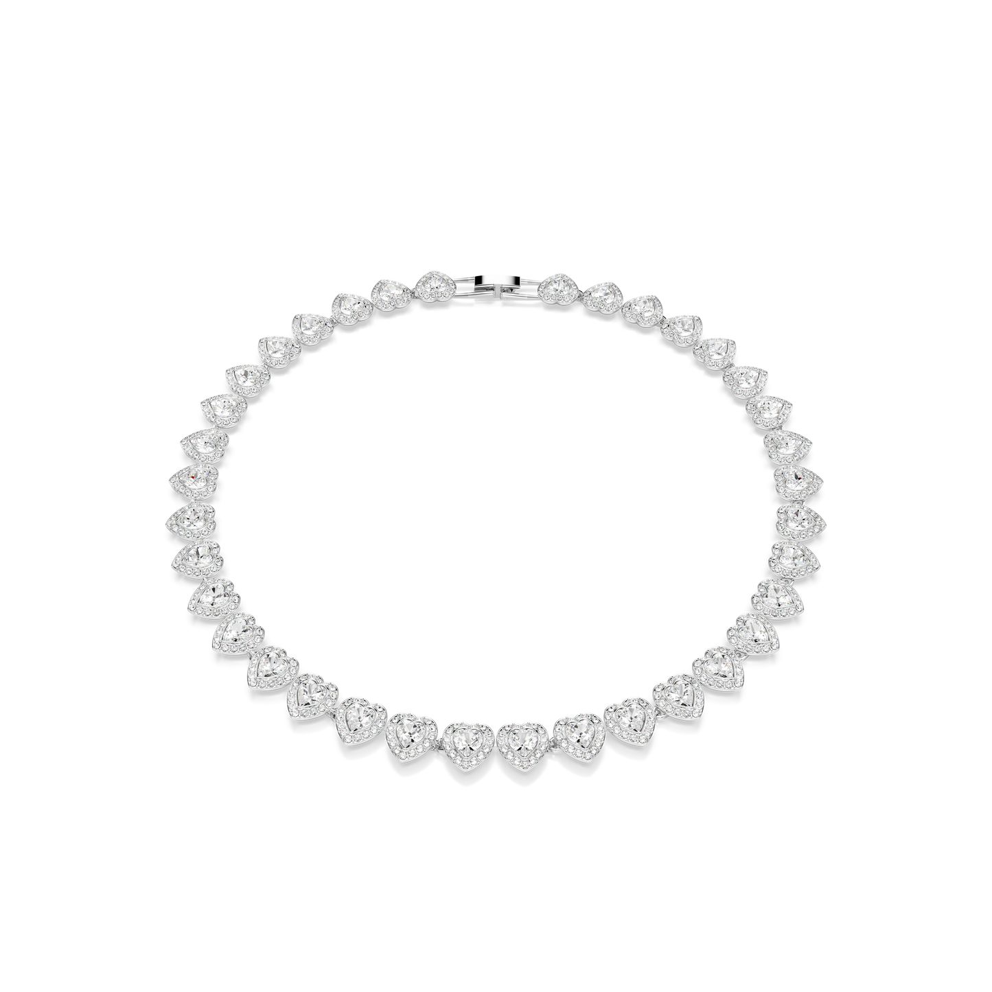 Swarovski Ariana Grande x Swarovski Tennis necklace, Mixed cuts, Heart, White, Rhodium plated