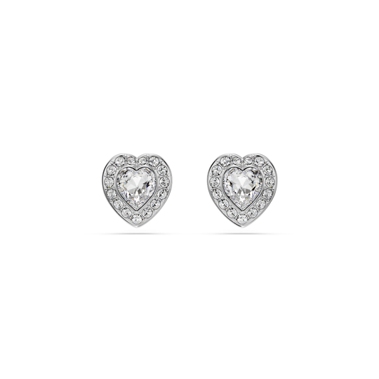 Swarovski Ariana Grande x Swarovski stud earrings, Mixed cuts, Heart, White, Rhodium plated