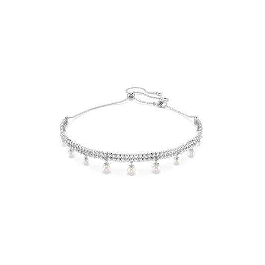 Swarovski Ariana Grande x Swarovski choker, Crystal pearl, Round cut, White, Rhodium plated