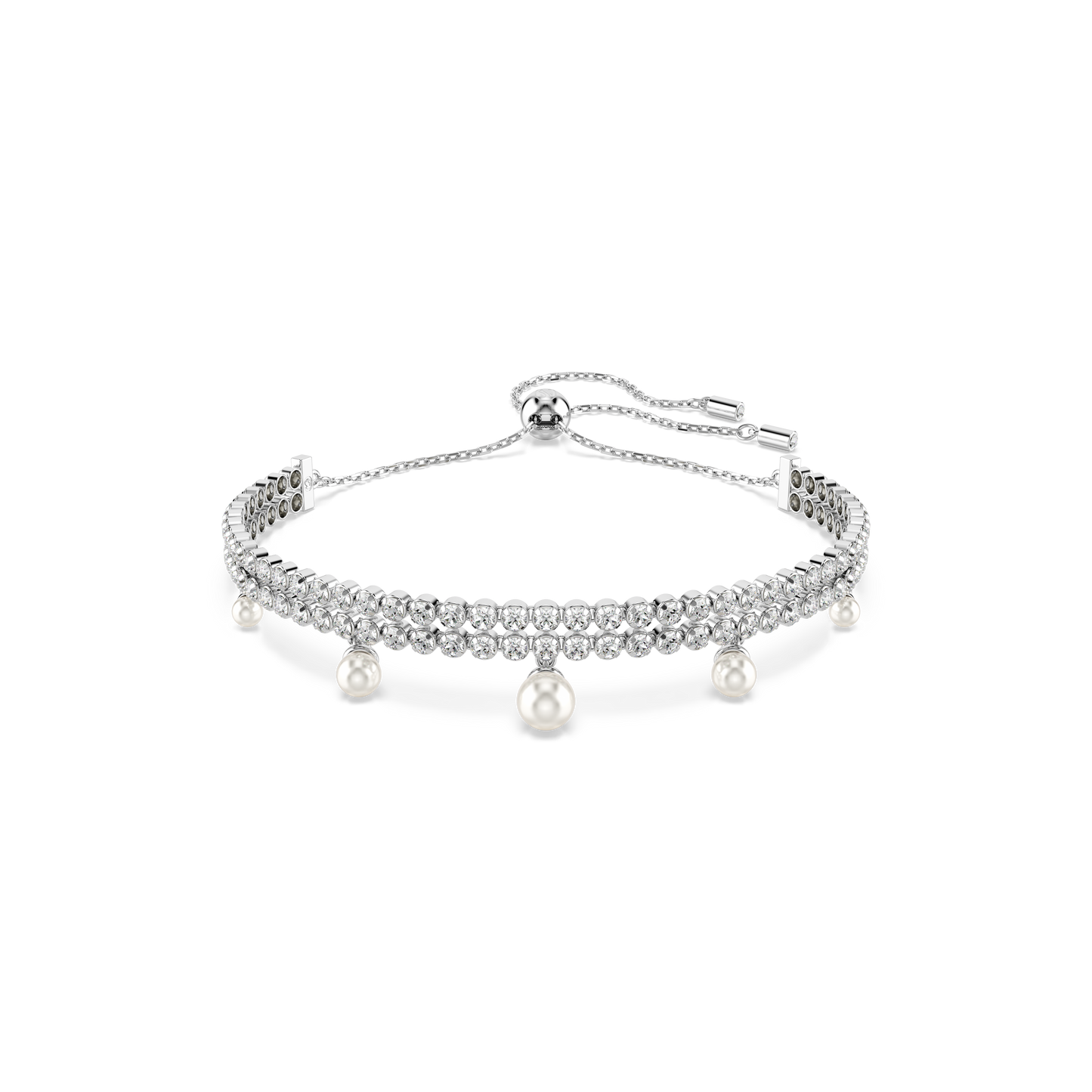 Swarovski Ariana Grande x Swarovski bracelet, Crystal pearl, Round cut, White, Rhodium plated