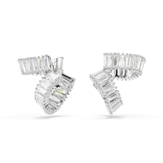 Swarovski Ariana Grande x Swarovski ear cuffs, Baguette cut, White, Rhodium plated