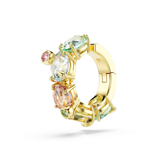 Swarovski Gema ear cuff, Single, Mixed cuts, Multicolored, Gold-tone plated