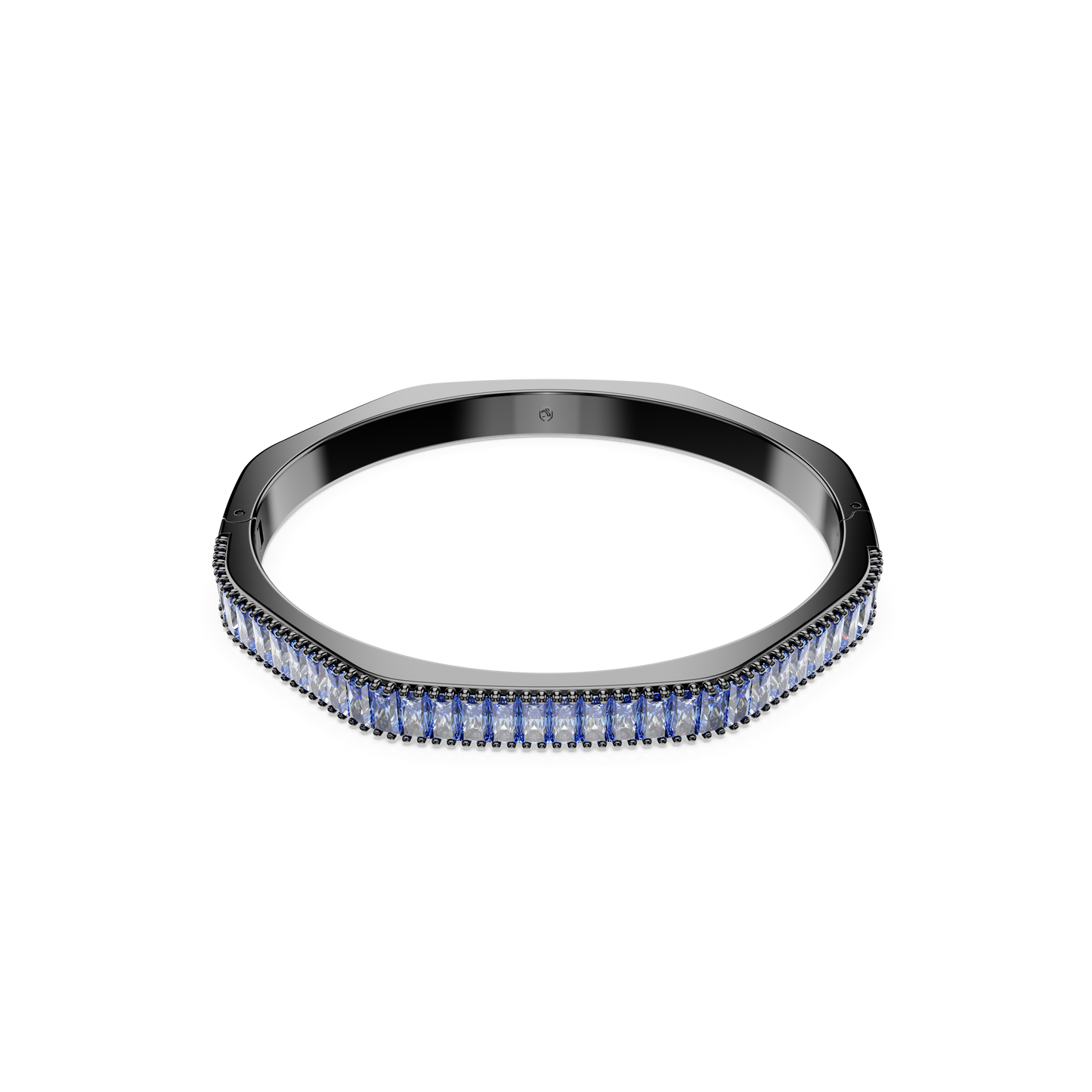 Swarovski Matrix bangle, Baguette cut, Octagon shape, Blue, Ruthenium plated