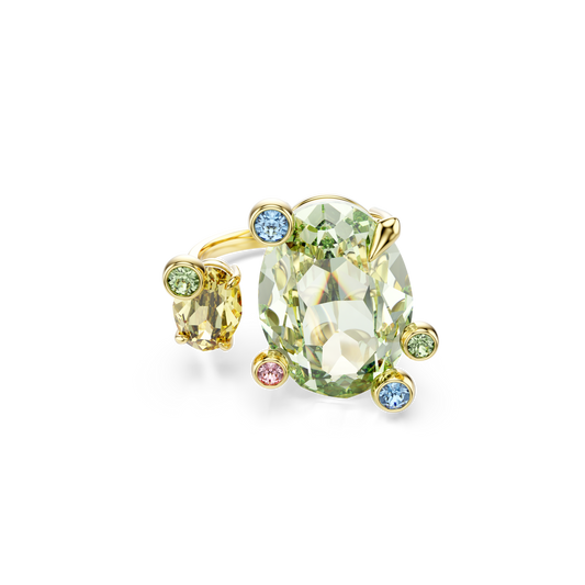 Swarovski Gema open ring, Mixed cuts, Multicolored, Gold-tone plated