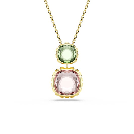 Chroma pendant, Cushion cut, Multicolored, 18K gold finish