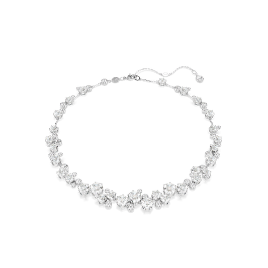 Constella necklace, Round cut, White, Rhodium plated