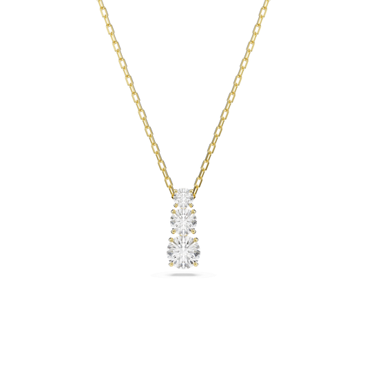 Stilla Attract pendant, Round cut, White, 18K gold finish