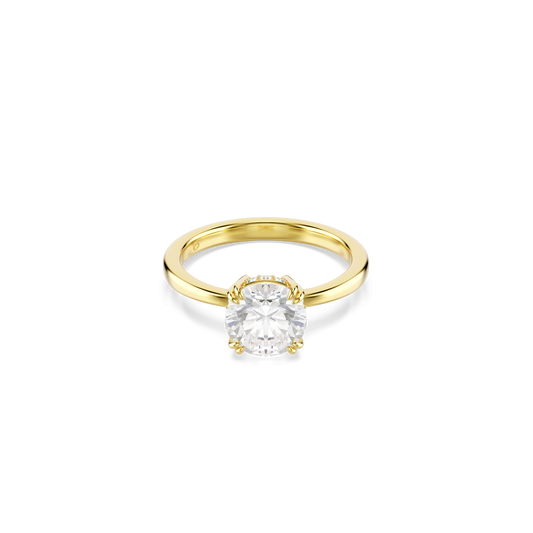 Stilla cocktail ring, Round cut, White, 18K gold finish