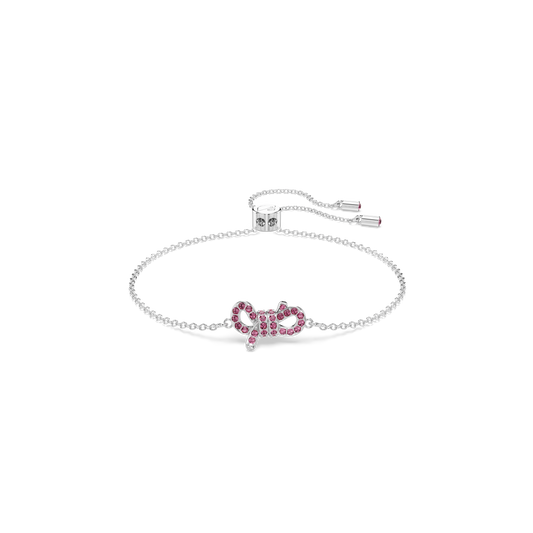 Swarovski Lifelong Bow bracelet, Bow, Pink, Rhodium plated