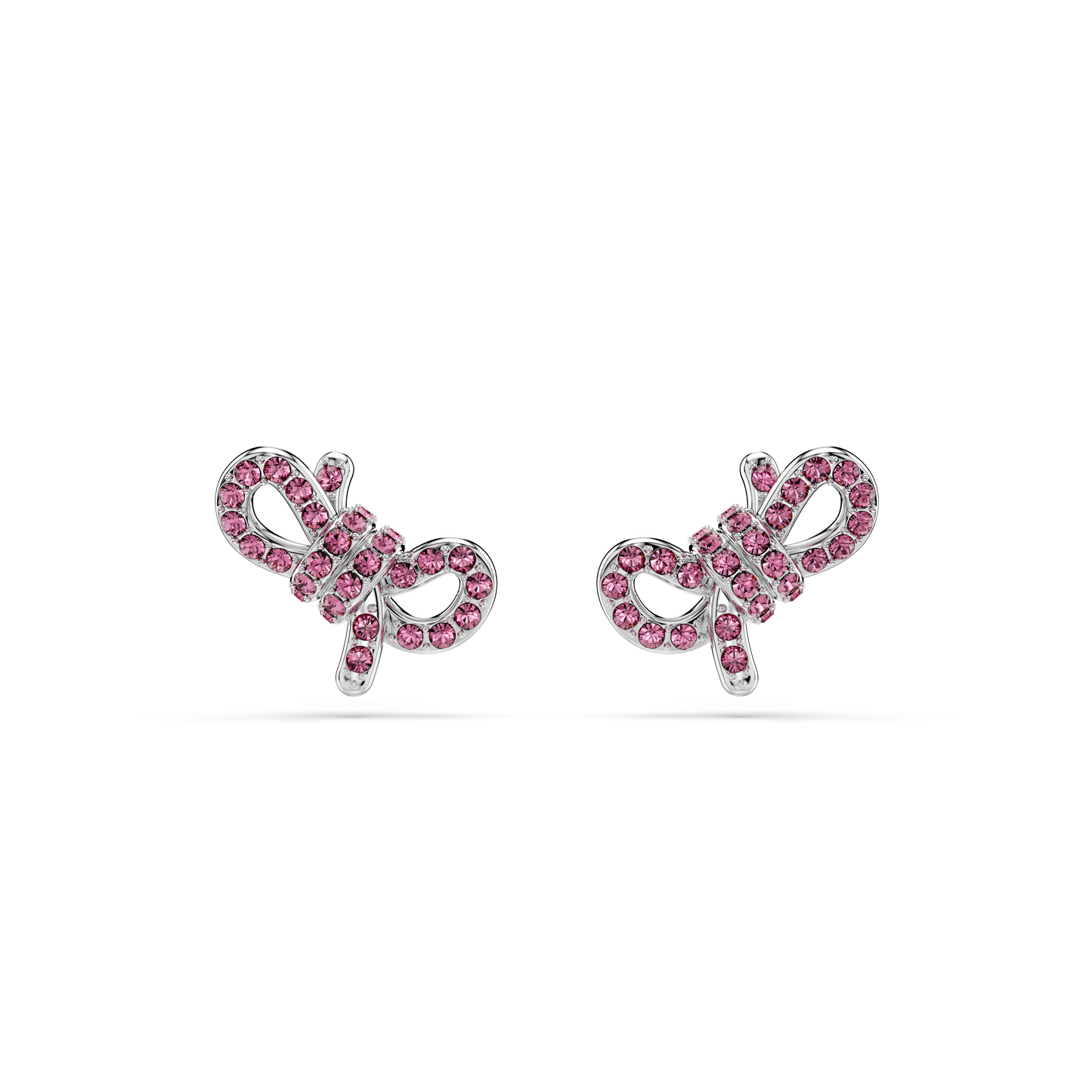 Swarovski Lifelong Bow stud earrings, Bow, Pink, Rhodium plated