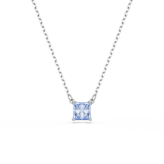 Swarovski Matrix pendant, Square cut, Blue, Rhodium plated