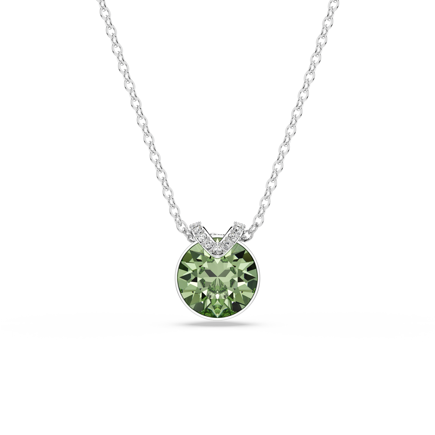 Swarovski Bella V pendant, Round cut, Green, Rhodium plated