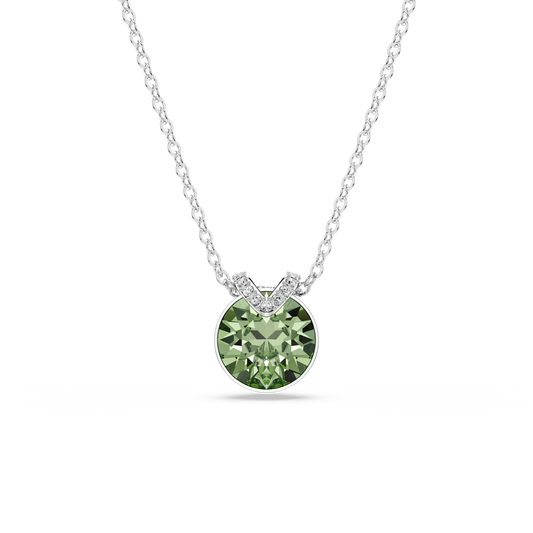 Swarovski Bella V pendant, Round cut, Green, Rhodium plated