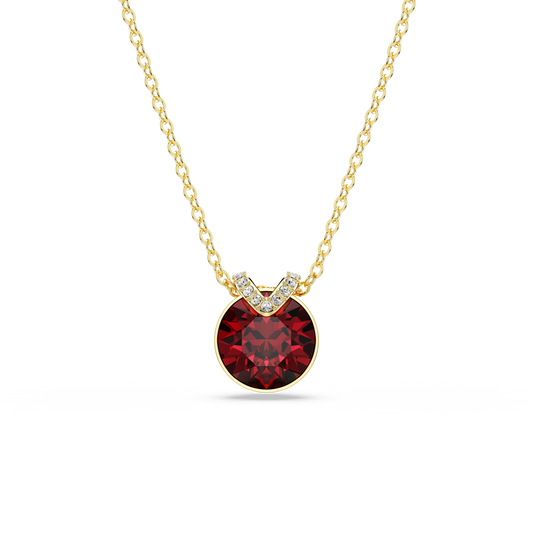 Swarovski Bella V pendant, Round cut, Red, Gold-tone plated