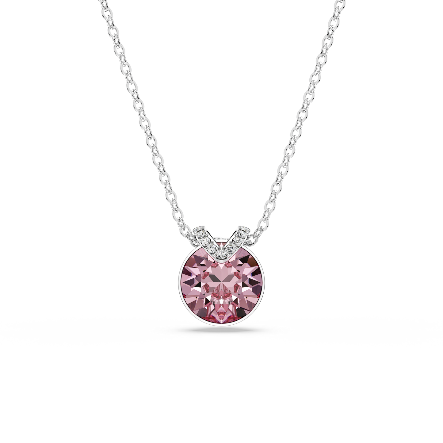 Swarovski Bella V pendant, Round cut, Pink, Rhodium plated