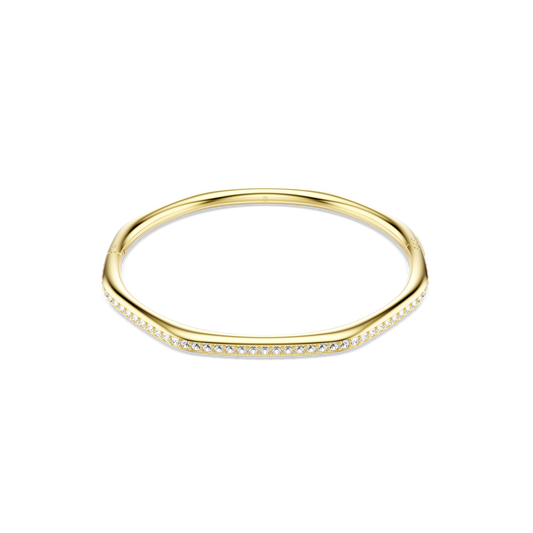 Dextera bangle, Octagon shape, Round cut, White, 18K gold finish